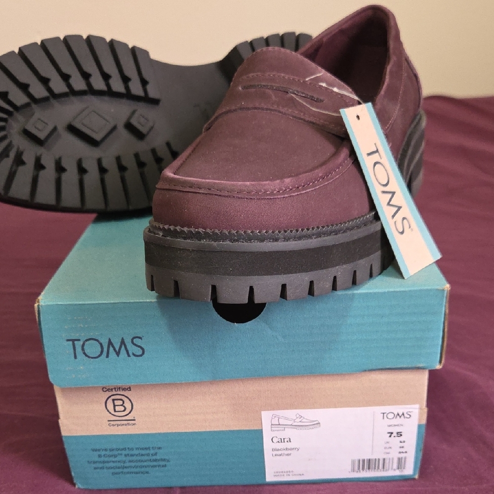 Brand New - Never Used Toms Purple Flats with Rugged Sole